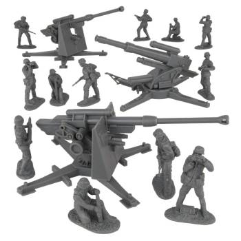 BMC Classic WWII German 88mm Flak Artillery & Crews 15pc Gray