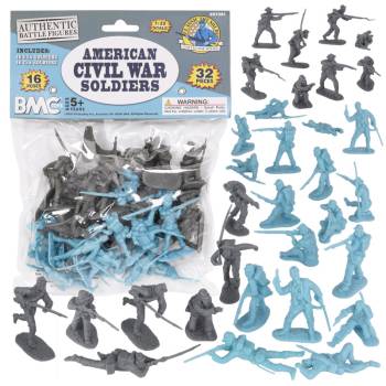 BMC Classic American Civil War Plastic Army Men 32pc Blue & Gray