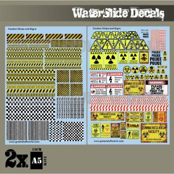 Waterslide Decals - Caution Strips and Signs