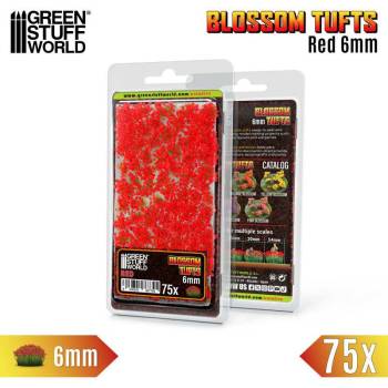 Blossom TUFTS - 6mm self-adhesive - Red Flowers