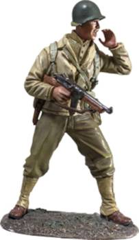 WW2: U.S. Infantry NCO Shouting with Thompson, 1943-45