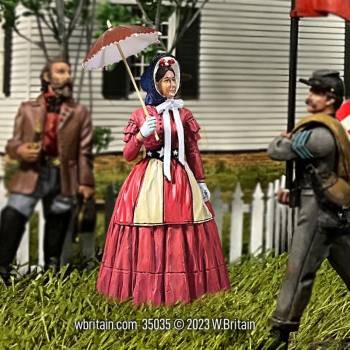 Village Green: Miss Patty Dunbar Woman with Patriotic Apron and Parasol 1861-65