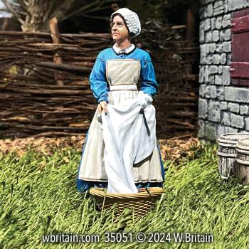 Village Green: Vivian with Clean Linens Woman with Laundry 1855-68