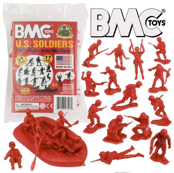 BMC Marx Plastic Army Men US Soldiers - Red 31pc