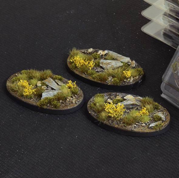 Gamers Grass Battle Ready Bases - Highland Oval Bases 75mm (x3)