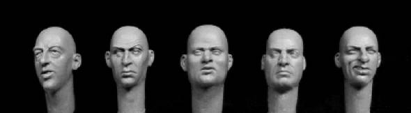 5 Additional Bald Heads, European Features