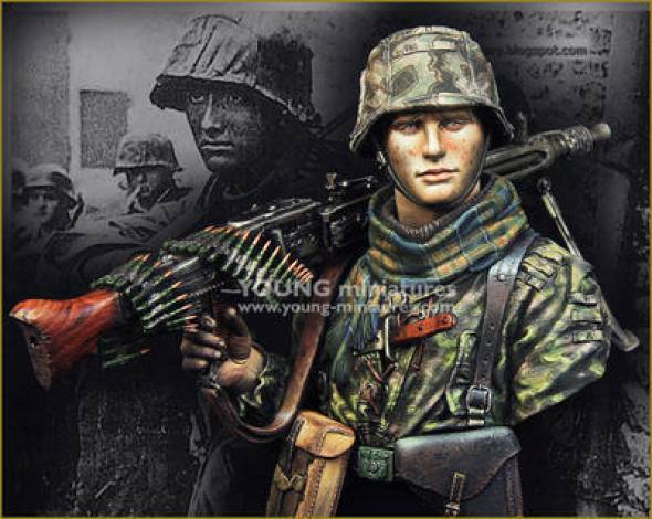 WWII Waffen SS Young Machine Gunner