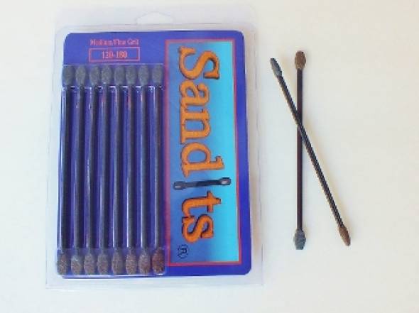 Sandits: 120/180 Grit Flat/Wedge Tip Sanding Stick w/Plastic Stem 8pk.