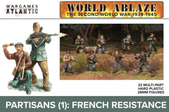 Wargames Atlantic World Ablaze WWII 1939-45: Partisans 1 French Resistance w/Weapons (32)