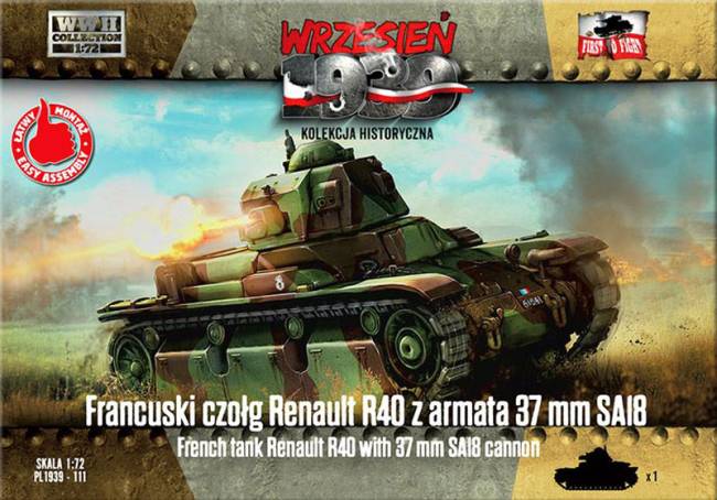 First to Fight WWII Renault R40 French Tank w/37mm SA18 Gun