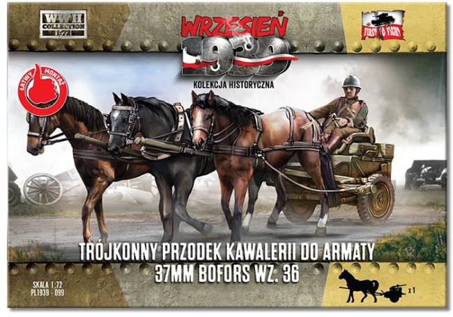 First to Fight WWII Three-horse Cavalry Carriage for 37mm Bofors wz. 36