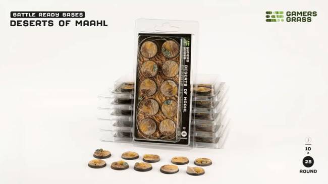 Gamers Grass Battle Ready Bases - Deserts of Maahl, Round 25mm (x10)