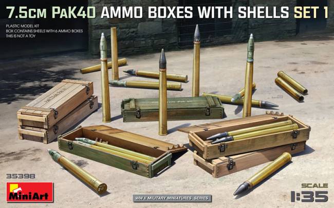 7.5cm PaK40 Ammo Boxes with Shells Set 1