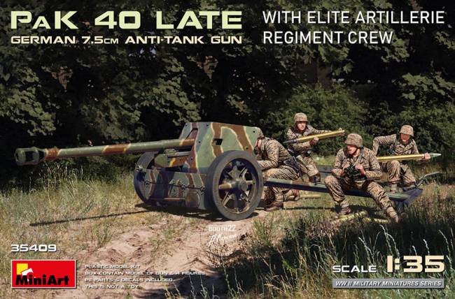 German 7.5CM Anti-Tank Gun Pak 40 Late w/Elite Artillery Regiment Crew