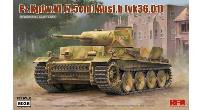 German PzKpfw VI 7.5cm Ausf B (vk36.01) Tank w/ Workable Track Links