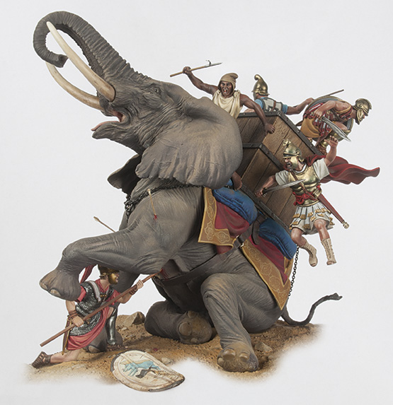 Carthaginian War Elephant Down - Battle of Zama, 202 BC