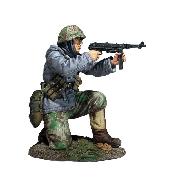 WW2: German Volksgrenadier Kneeling Firing MP-40 in Parka