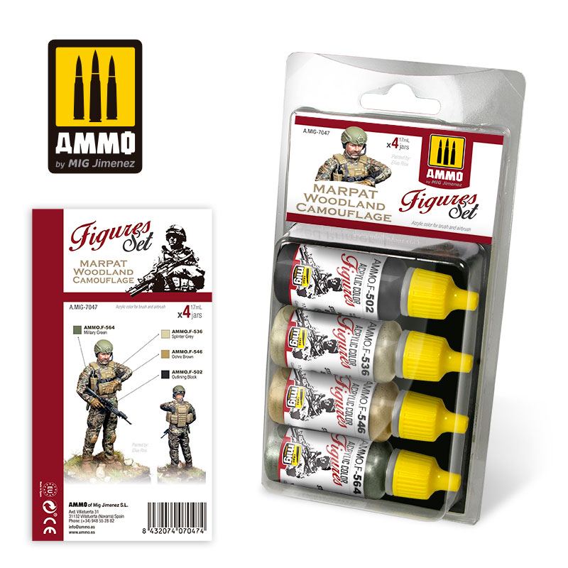 Acrylic Figures Paint Set: Marpat Woodland Camouflage