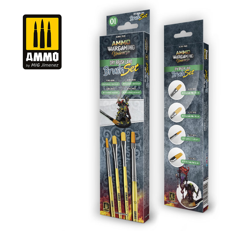 Ammo Wargaming Universe - Dry Brush Land Brush Set