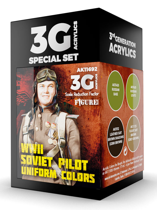 Figure Series WWII Soviet Pilot Uniform Colors Colors 3rd Generation Acrylic Paint Set