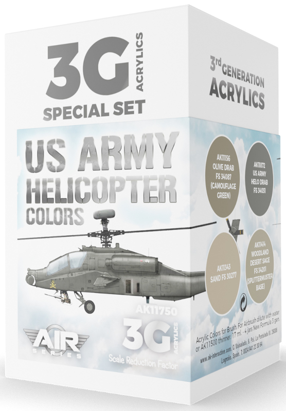 Air Series US Army Helicopter Colors 3rd Generation Acrylic Paint Set