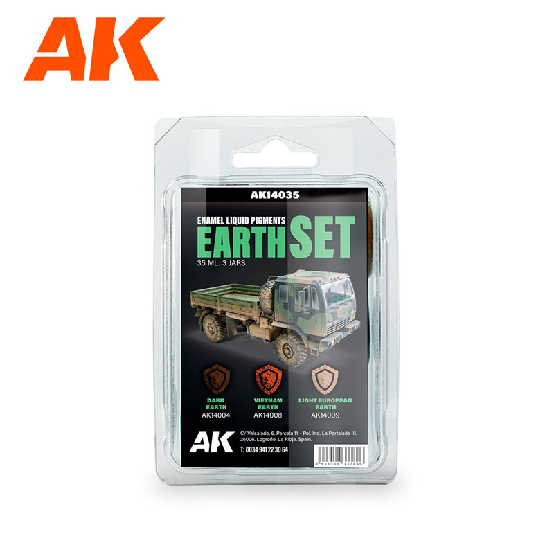 AK Interactive Earth Enamel Liquid Pigments Set