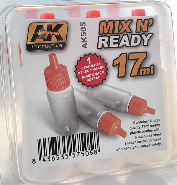 AK I interactive Mix N Ready Empty17ml Bottles w/Stainless Steel Shaker Ball (6/Pk)