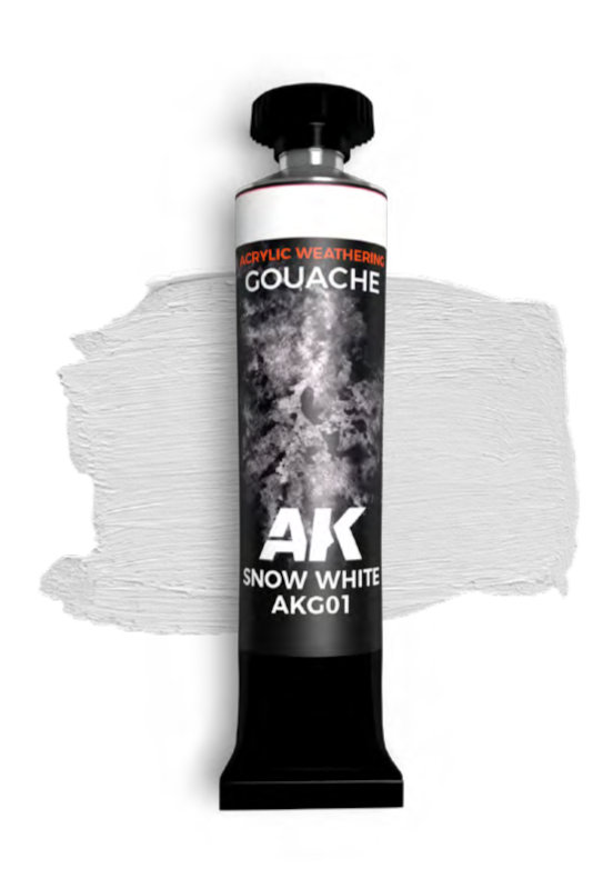 AK Gouache: Snow White Acrylic Weathering Paint 20ml Tube