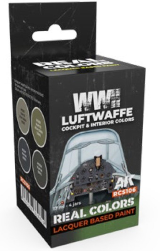 Real Colors: WWII Luftwaffe Cockpit & Interior Acrylic Lacquer Paint Set (4) 17ml Bottles