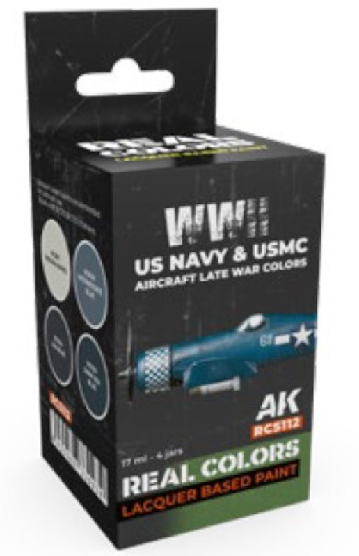 Real Colors: WWII US Navy & USMC Aircraft Late War Acrylic Lacquer Paint Set (4) 17ml Bottles