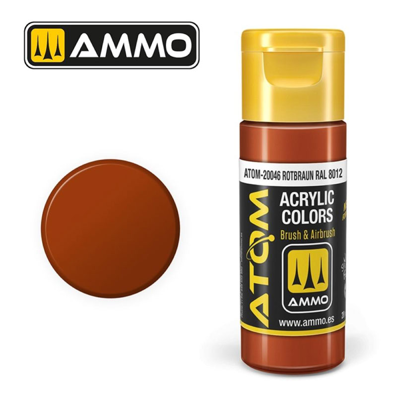 Ammo By Mig ATOM Acrylic Paint: Rotbraun RAL 8012