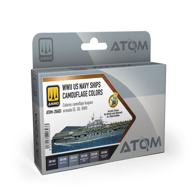 Ammo By Mig ATOM Acrylic Paint Set: WWII US Navy Ships Camouflage Acrylic Paint Set