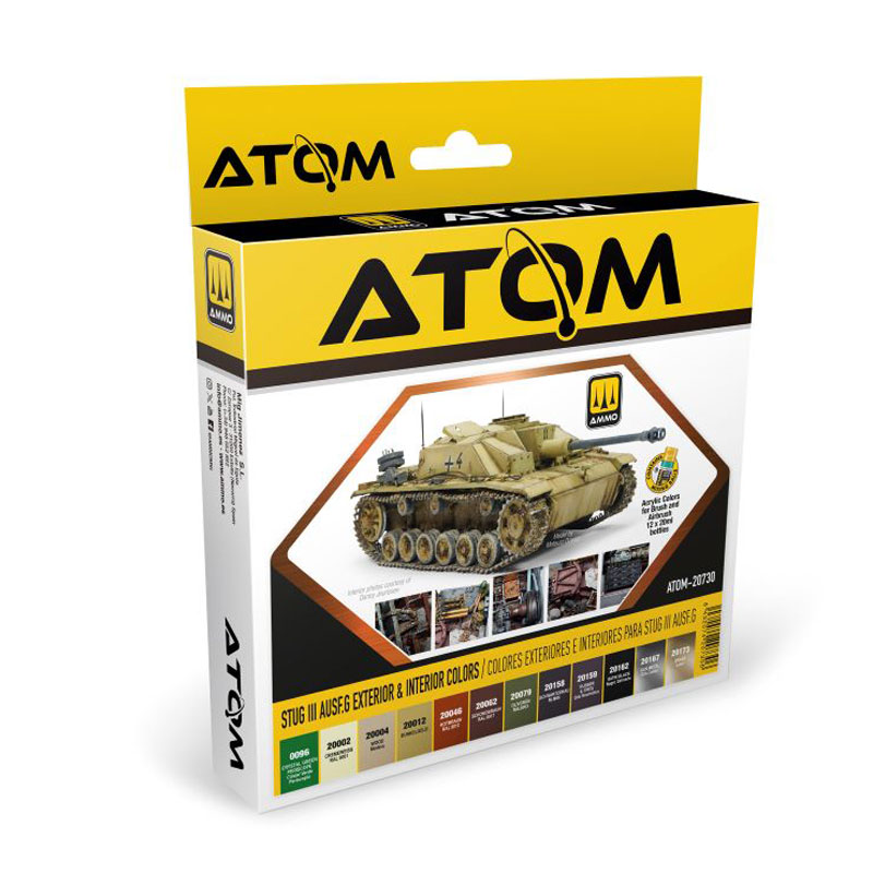 Ammo By Mig ATOM Acrylic Paint Set: StuG III Ausf G Exterior & Interior Acrylic Paint Set