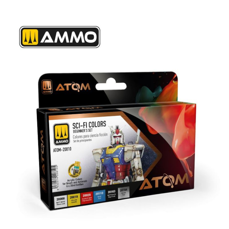 Ammo By Mig ATOM Acrylic Paint : Sci-Fi Beginner's Acrylic Paint Set (6 Colors) 20ml Bottles