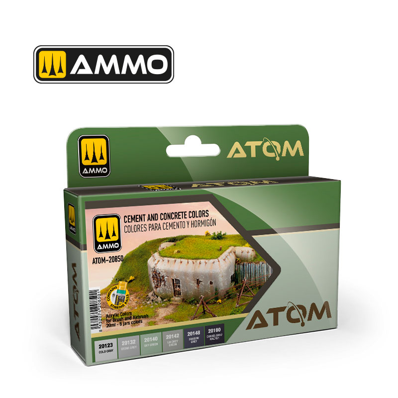 Ammo By Mig ATOM Acrylic Paint Set: Cement and Concrete Color Set