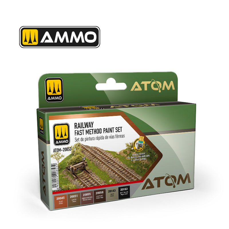 Ammo By Mig ATOM Acrylic Paint Set: Railway Fast Method Color Set