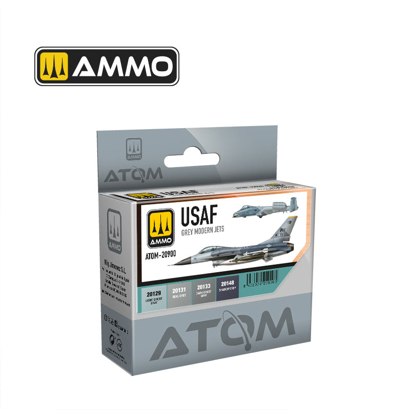 Ammo By Mig ATOM Acrylic Paint Set: USAF Grey Modern Jets Colors Set