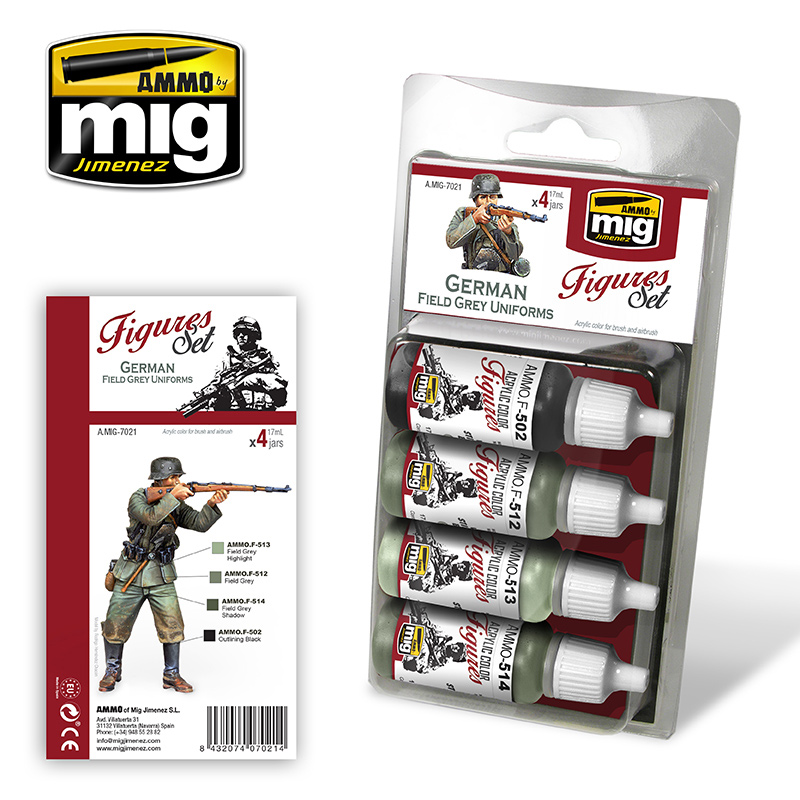 Acrylic Figures Paint Set: German Field Grey Uniforms