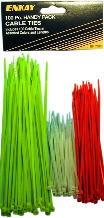 100pc Assorted Colors/Sizes Nylon Cable Ties