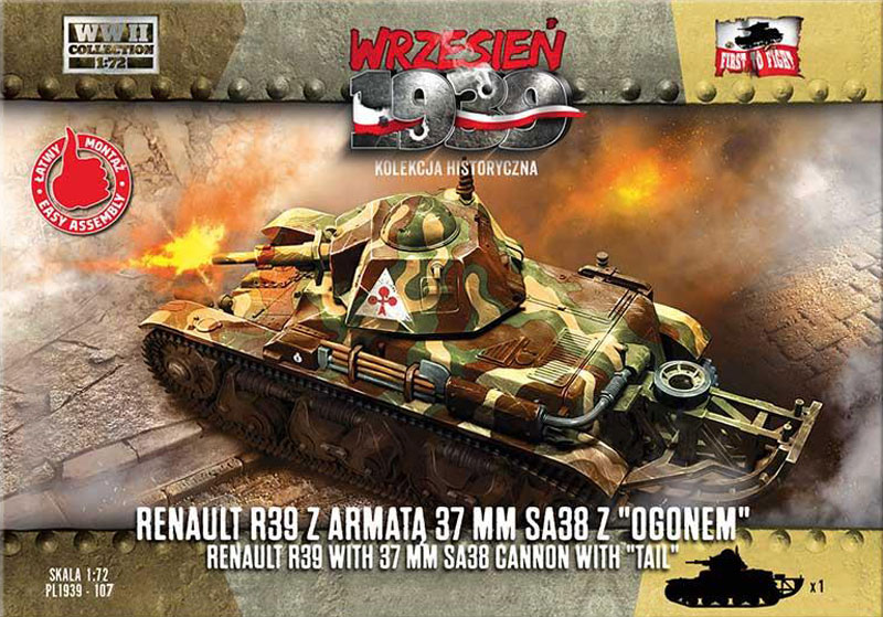 First to Fight WWII Renault R39 Tank w/37mm SA38 Gun & Tail