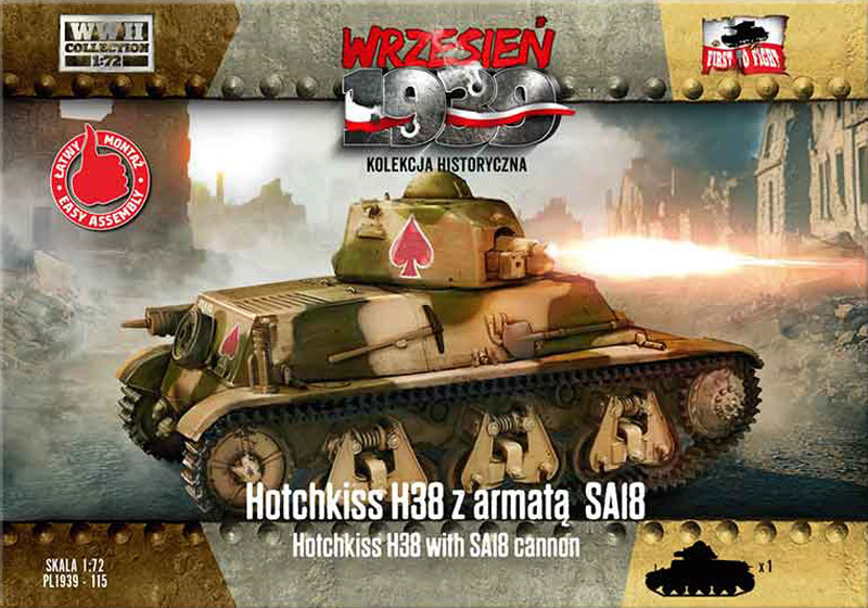 First to Fight WWII Hotchkiss H38 Tank w/SA18 Cannon