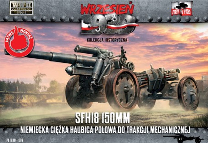 First to Fight WWII German sFH18 150mm Heavy Howitzer w/Towing Trolley