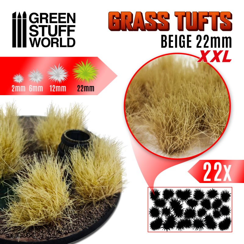 Green Stuff World Static Grass Tufts XXL - 22mm Self-Adhesive - Beige