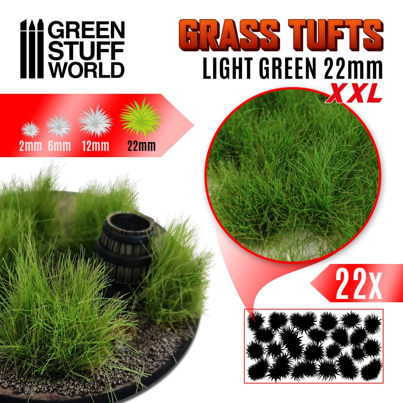 Green Stuff World Static Grass Tufts XXL - 22mm Self-Adhesive - Light Green