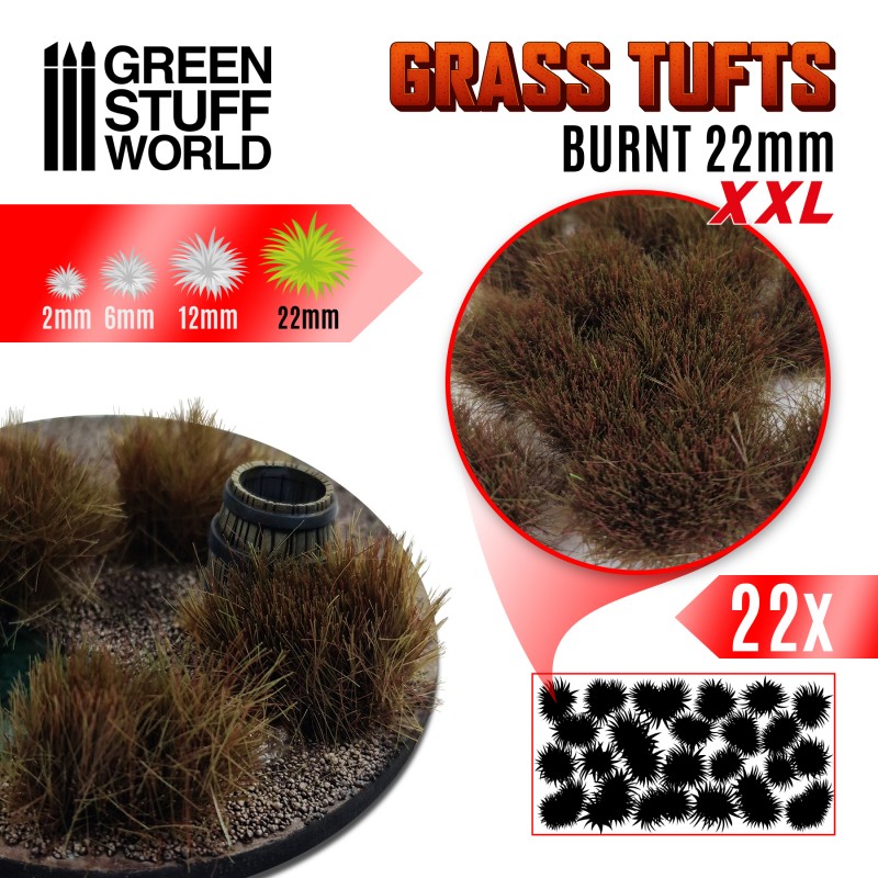 Green Stuff World Static Grass Tufts XXL - 22mm Self-Adhesive - Burnt