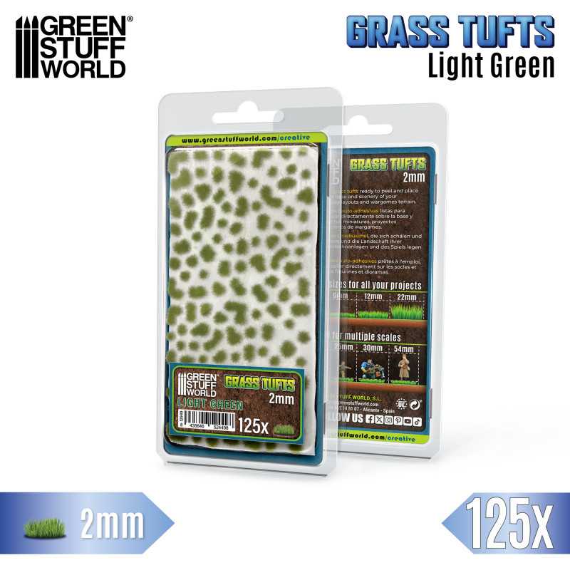 Green Stuff World Static Grass Tufts - 2 mm Self Adhesive - Light Green