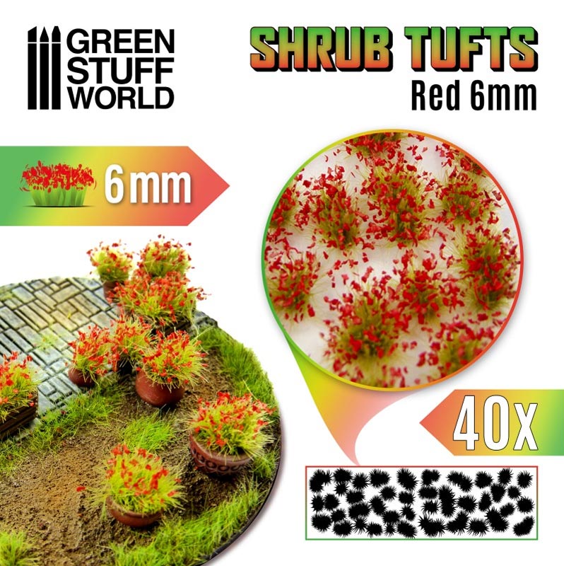 Shrubs TUFTS - 6mm self-adhesive - Red Flowers