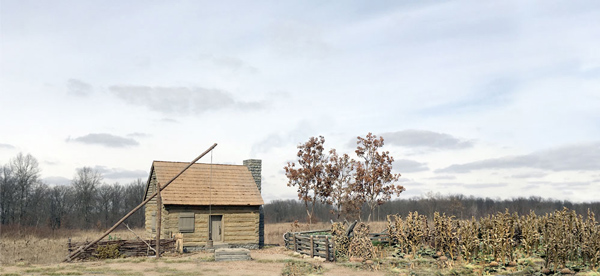 American Frontier Settlement Scenic Backdrop