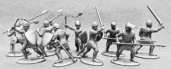 14th Century French Army Dismounted Men-at-Arms & Armati in Light Metallic Armor