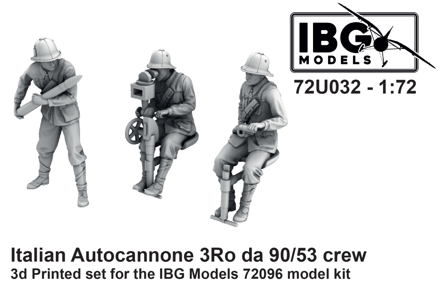 3Ro Italian Autocannone da 90/53 crew (3D-Printed - 3 figures)